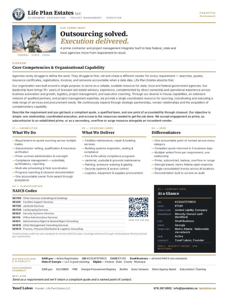 Life Plan Estates Capability Statement cover